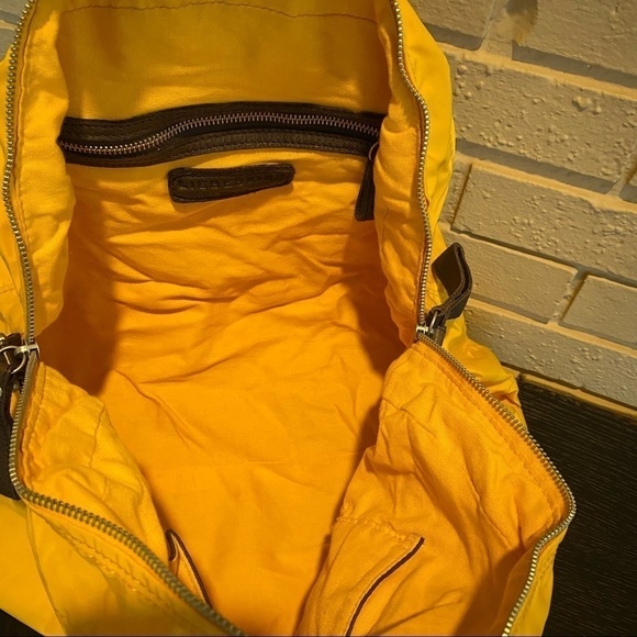 LIEBESKIND Berlin Yellow Adriana Large Nylon Leather Bag Sporty Satchel Purse - Picture 12 of 13